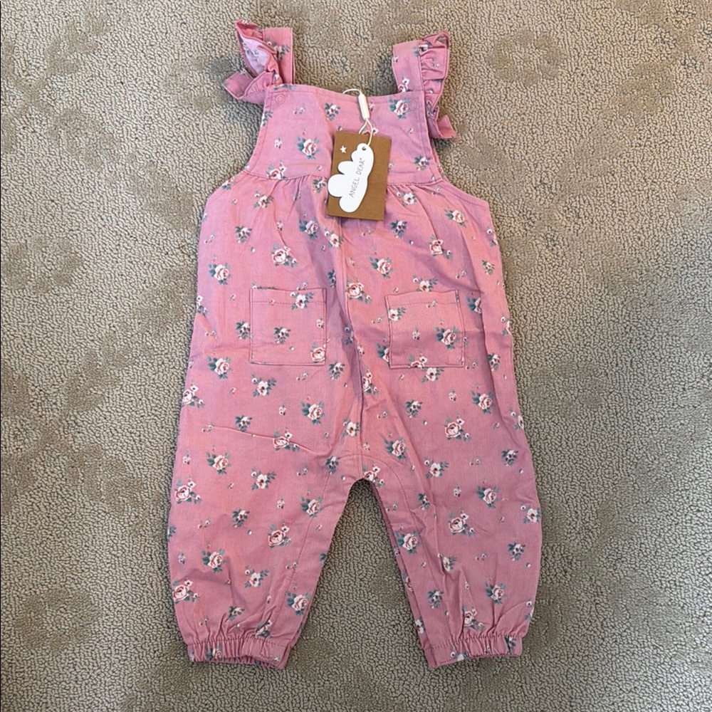 NWT (6-12 months) Angel Dear Pink Ruffled Overalls